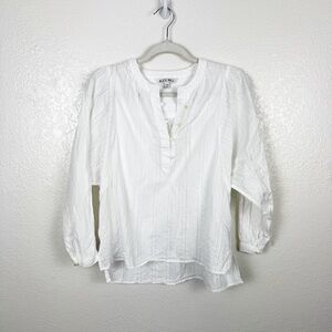 Alex Mill Easy Popover Swiss Dot Blouse White 100% Cotton Size XS